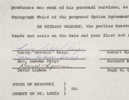 Satchel Paige Signed Contract for Movie Rights to “Maybe I’ll Pitch Forever” 